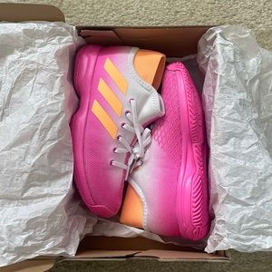 Adidas Phenom Jr Tennis Shoes Screaming Pink and Acid Orange (FX1487) - Size 2